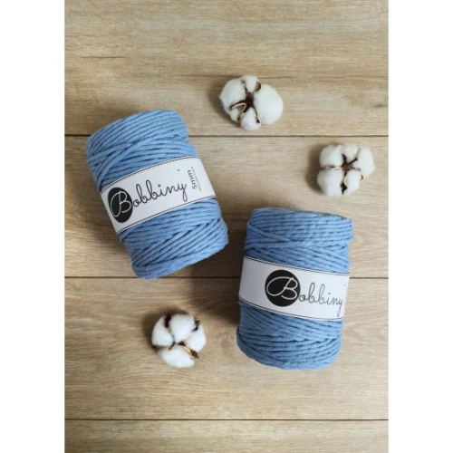 Sznurek skręcany bawełniany Bobbiny Macrame Cord / Niebieski / Perfect Blue / 5mm / 100m