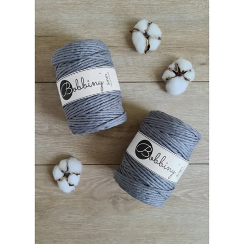 Sznurek skręcany bawełniany Bobbiny Macrame Cord / Ciemny Szary / Stone Grey / 5mm / 100m