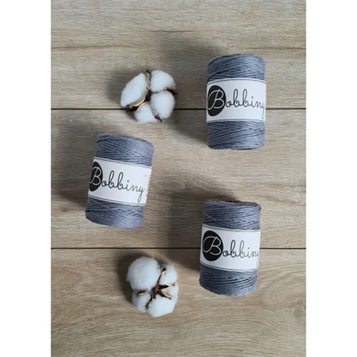 Sznurek skręcany bawełniany Bobbiny Macrame Cord / Ciemny Szary / Stone grey / 1,5mm / 100m