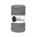Sznurek skręcany 3-żyłowy bawełniany Bobbiny 3ply Macrame Rope / Ciemny Szary / Stone Grey / 3mm / 100m 