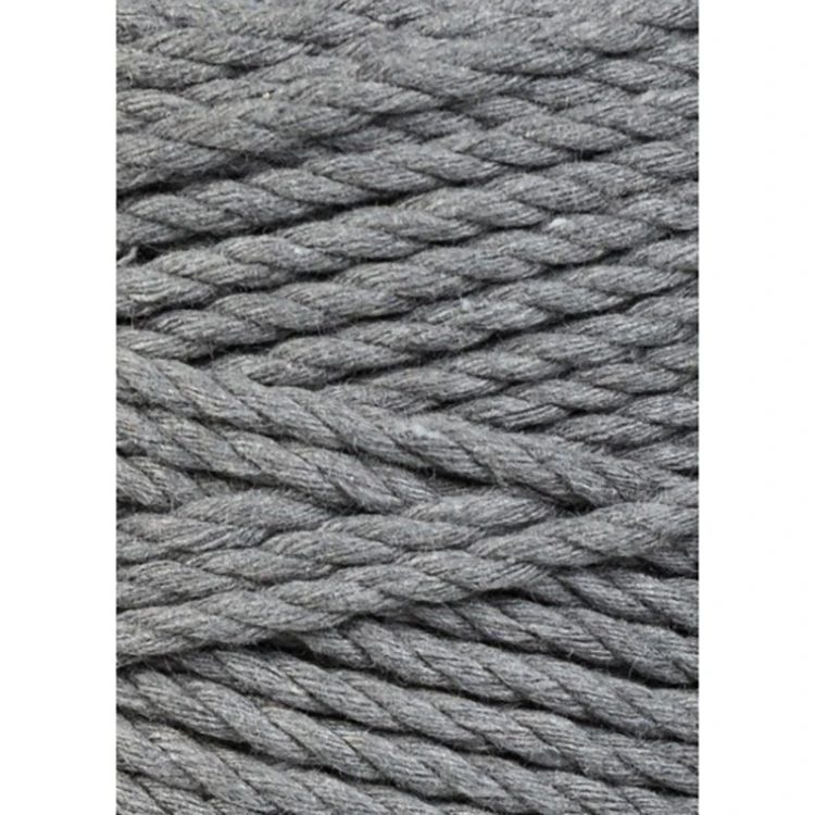 Sznurek skręcany 3-żyłowy bawełniany Bobbiny 3ply Macrame Rope / Ciemny Szary / Stone Grey / 3mm / 100m