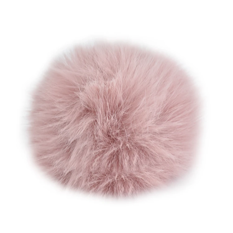 Pompon à la królik do czapki śr. 12 cm / pudrowy róż