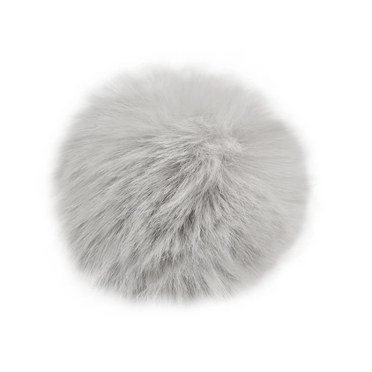 Pompon à la królik do czapki śr. 12 cm / szary
