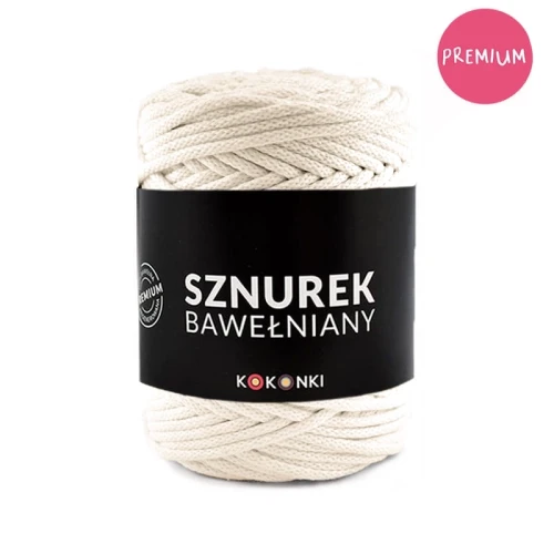 PREMIUM sznurek bawełniany by KOKONKI 5mm / rolka 100m / ecru
