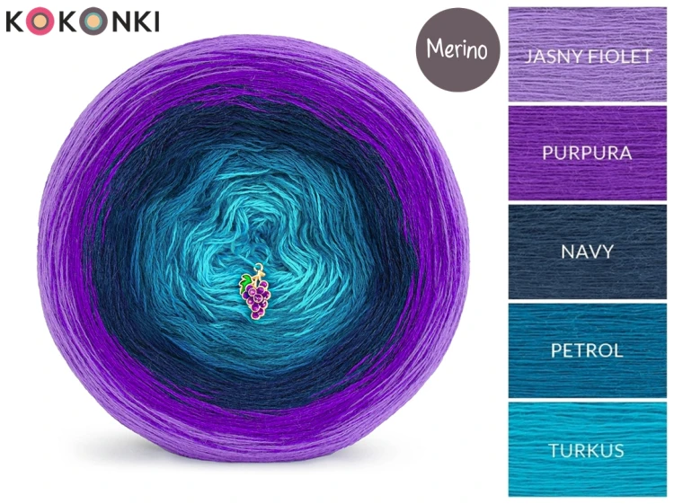 KOKONEK Merino 770 Sneaky eyes - Jasny fiolet/purpura/navy/petrol/turkus