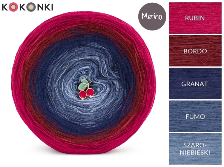 KOKONEK Merino 772 Shared moments - Rubin/bordo/granat/fumo/szaroniebieski