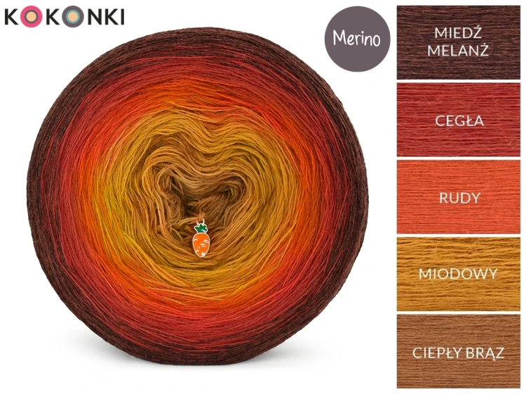 KOKONEK Merino 773 Looking back - Miedź melanż/cegła/rudy/miodowy/ciepły brąz