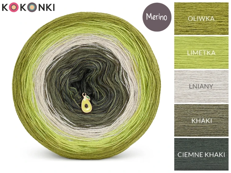 KOKONEK Merino 776 For better or worse - Oliwka/limetka/lniany/khaki/ciemne khaki
