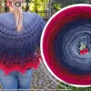 Autorka chusty: Edyta Kasprzak / Metalowe szydełko; Wzór: Claire od Crochethands; Szydełko: 3,5 mm; Wymiar: 168/59 cm