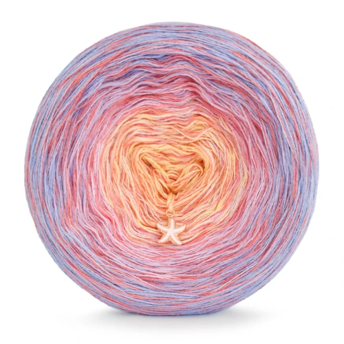 KOKONEK Rare Merino R119 Jasny niebieski / lawenda / jasny róż / żółty + 1 nitka jasna malwa