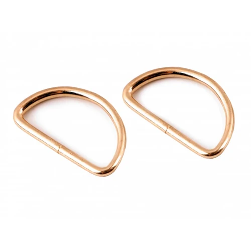 Półkole metalowe 32mm / różowe złoto / 22x38x3 mm / 10 szt.