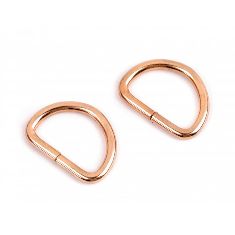 Półkole metalowe 20mm / różowe złoto / 26x19x3 mm / 10 szt. / 750706