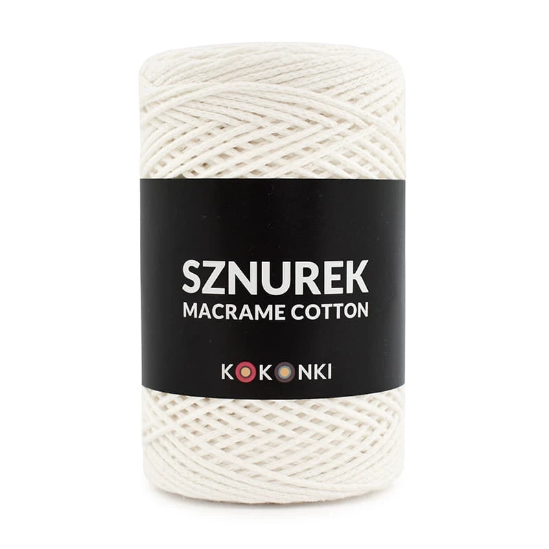 Sznurek Macrame Cotton by KOKONKI 2mm / rolka 200m / ecru (wiązany)