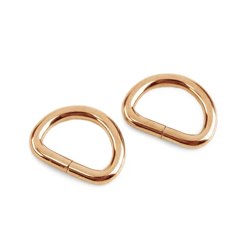Półkole metalowe 20mm / różowe złoto / 21x28x4 mm / 10 szt.