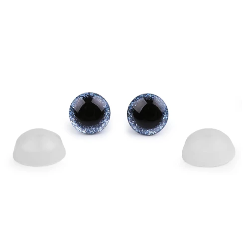 Oczy brokatowe do maskotek / 12 mm / błękit / 10 szt.