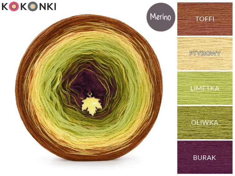 KOKONEK Merino 777 - Toffi/ptysiowy/limetka/oliwka/burak