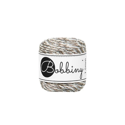 Sznurek skręcany 3-żyłowy bawełniany Bobbiny 3ply Macrame Rope / Świąteczny blask / Holiday Sparkle / 1,5mm / 35m