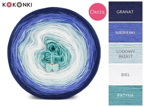 KOKONEK Merino 781 - Granat/niebieski/lodowy błękit/biel/patyna