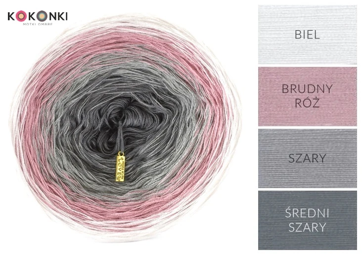 KOKONEK A017 Biel/brudny róż/szary/średni szary