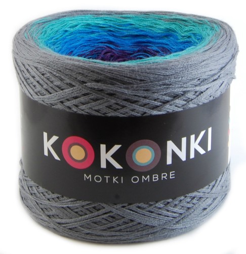 KOKONEK A866 Średni szary/szmaragd/lazur/fiolet