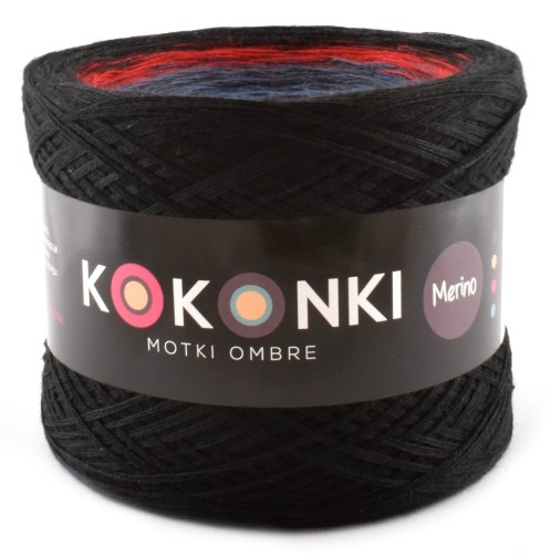KOKONEK Merino 375 Golden Gate Bridge - czerń/ciemny szary melanż/czerwień/fumo/szaro-niebieski/czerwień